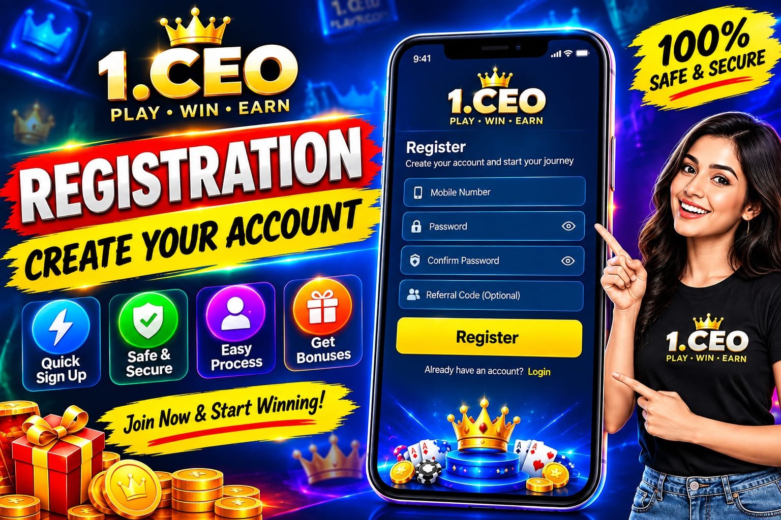 1.CEO App – Login, Registration, Games, Deposit Bonus & ₹200 More