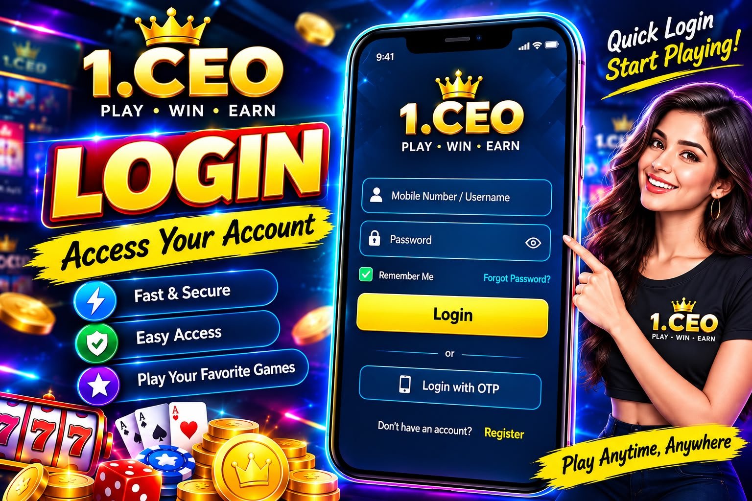 1.CEO App – Login, Registration, Games, Deposit Bonus & ₹200 More