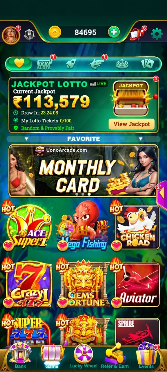 YONO Arcade game app home screen