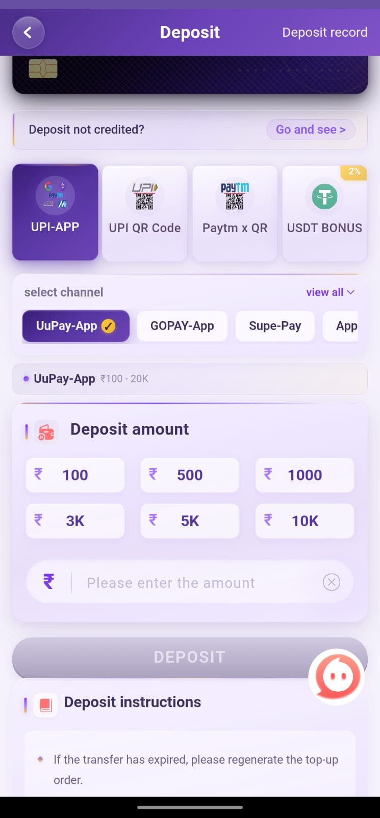 Raja Luck Game Deposit Page